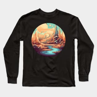 Surreal Dreamscape: Oasis in the Desert Long Sleeve T-Shirt